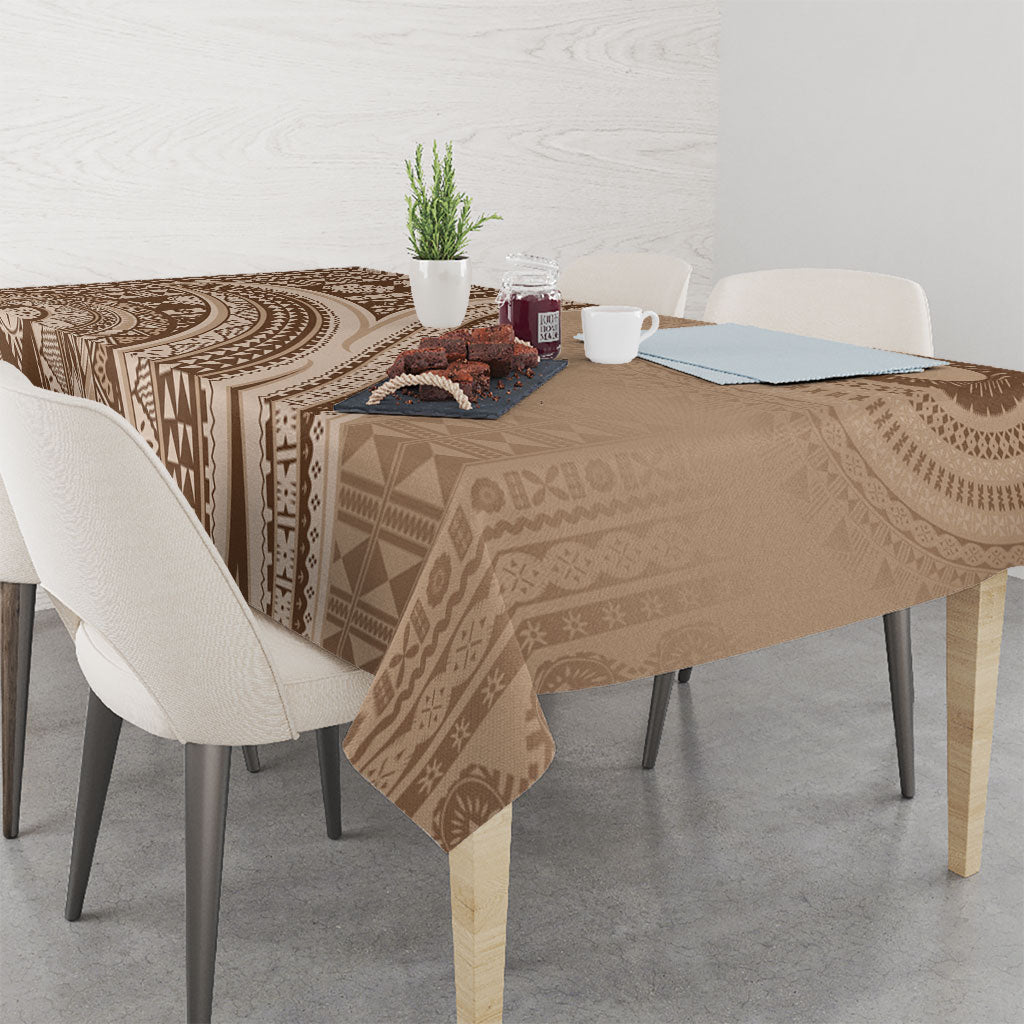 Bula Fiji Vintage Tapa Tablecloth Kaivity Masi Wave Motifs - Mocha LT7 - Polynesian Pride