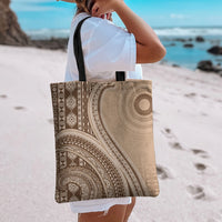 Bula Fiji Vintage Tapa Tote Bag Kaivity Masi Wave Motifs - Mocha LT7 - Polynesian Pride