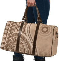Bula Fiji Vintage Tapa Travel Bag Kaivity Masi Wave Motifs - Mocha LT7 - Polynesian Pride