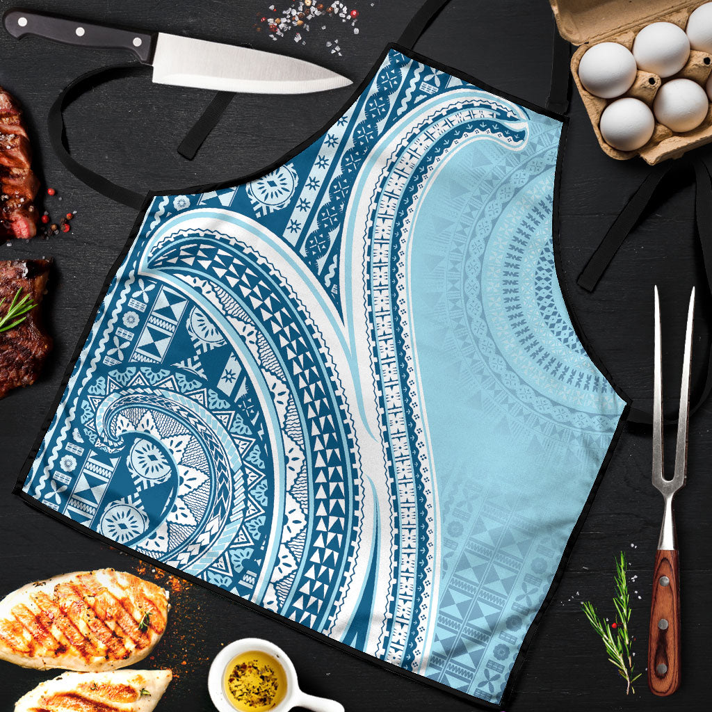 Bula Fiji Vintage Tapa Apron Kaivity Masi Wave Motifs - Turquoise LT7 Turquoise - Polynesian Pride