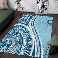 Bula Fiji Vintage Tapa Area Rug Kaivity Masi Wave Motifs - Turquoise LT7 Turquoise - Polynesian Pride
