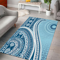 Bula Fiji Vintage Tapa Area Rug Kaivity Masi Wave Motifs - Turquoise LT7 - Polynesian Pride