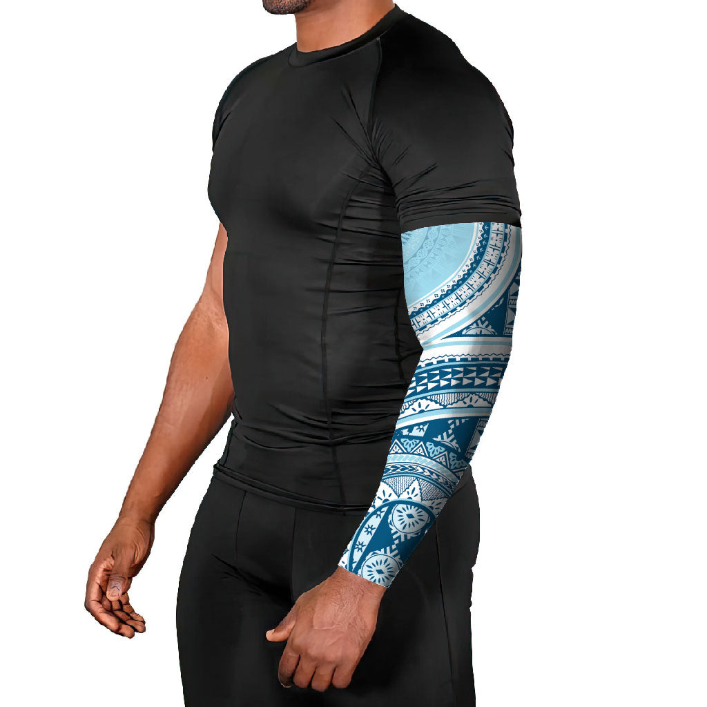 Bula Fiji Vintage Tapa Arm Sleeves Kaivity Masi Wave Motifs - Turquoise LT7 - Polynesian Pride