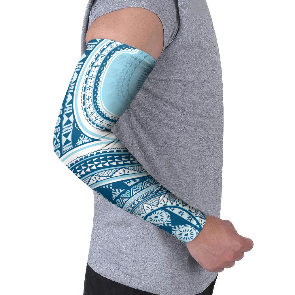 Bula Fiji Vintage Tapa Arm Sleeves Kaivity Masi Wave Motifs - Turquoise LT7 - Polynesian Pride