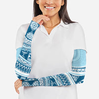 Bula Fiji Vintage Tapa Arm Sleeves Kaivity Masi Wave Motifs - Turquoise LT7 - Polynesian Pride