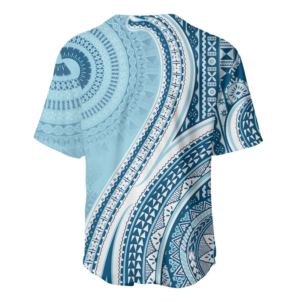 Bula Fiji Vintage Tapa Baseball Jersey Kaivity Masi Wave Motifs - Turquoise LT7 - Polynesian Pride