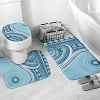Bula Fiji Vintage Tapa Bathroom Set Kaivity Masi Wave Motifs - Turquoise LT7 Mat Set Only (3 pcs) One Size Turquoise - Polynesian Pride
