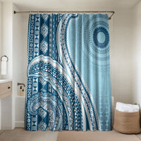 Bula Fiji Vintage Tapa Bathroom Set Kaivity Masi Wave Motifs - Turquoise LT7 Shower Curtain Only Turquoise - Polynesian Pride