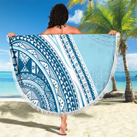 Bula Fiji Vintage Tapa Beach Blanket Kaivity Masi Wave Motifs - Turquoise LT7 - Polynesian Pride
