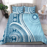 Bula Fiji Vintage Tapa Bedding Set Kaivity Masi Wave Motifs - Turquoise LT7 - Polynesian Pride