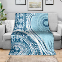 Bula Fiji Vintage Tapa Blanket Kaivity Masi Wave Motifs - Turquoise
