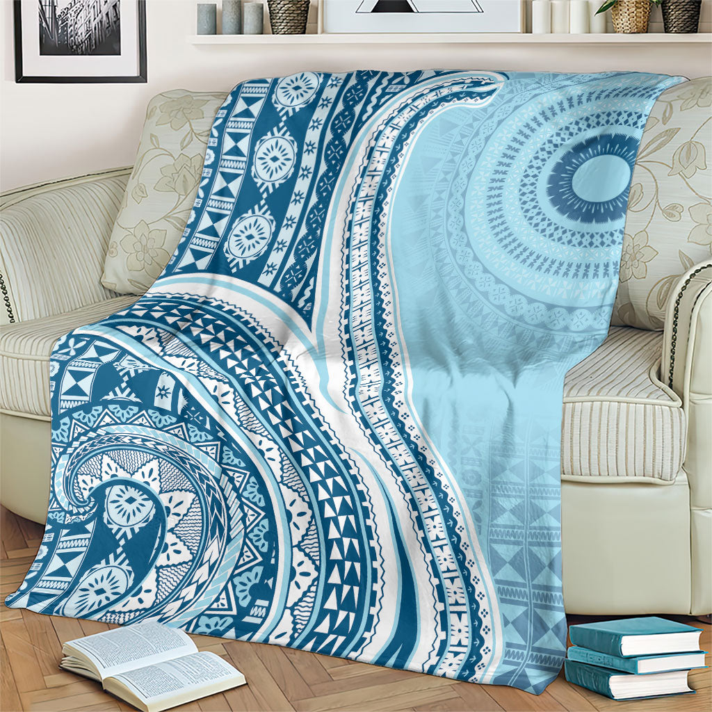 Bula Fiji Vintage Tapa Blanket Kaivity Masi Wave Motifs - Turquoise
