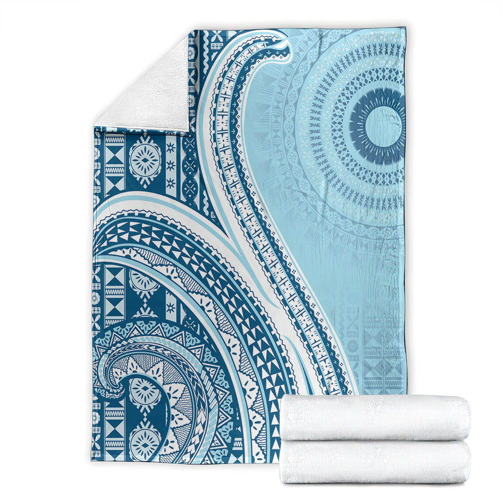 Bula Fiji Vintage Tapa Blanket Kaivity Masi Wave Motifs - Turquoise