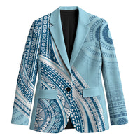 Bula Fiji Vintage Tapa Blazer Kaivity Masi Wave Motifs - Turquoise LT7 Unisex Turquoise - Polynesian Pride