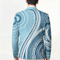 Bula Fiji Vintage Tapa Blazer Kaivity Masi Wave Motifs - Turquoise LT7 - Polynesian Pride