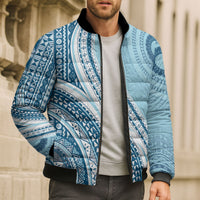 Bula Fiji Vintage Tapa Bomber Puffer Jacket Kaivity Masi Wave Motifs - Turquoise