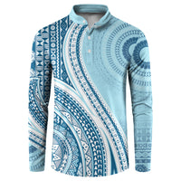 Bula Fiji Vintage Tapa Button Sweatshirt Kaivity Masi Wave Motifs - Turquoise LT7 Turquoise - Polynesian Pride