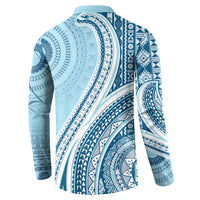 Bula Fiji Vintage Tapa Button Sweatshirt Kaivity Masi Wave Motifs - Turquoise LT7 - Polynesian Pride