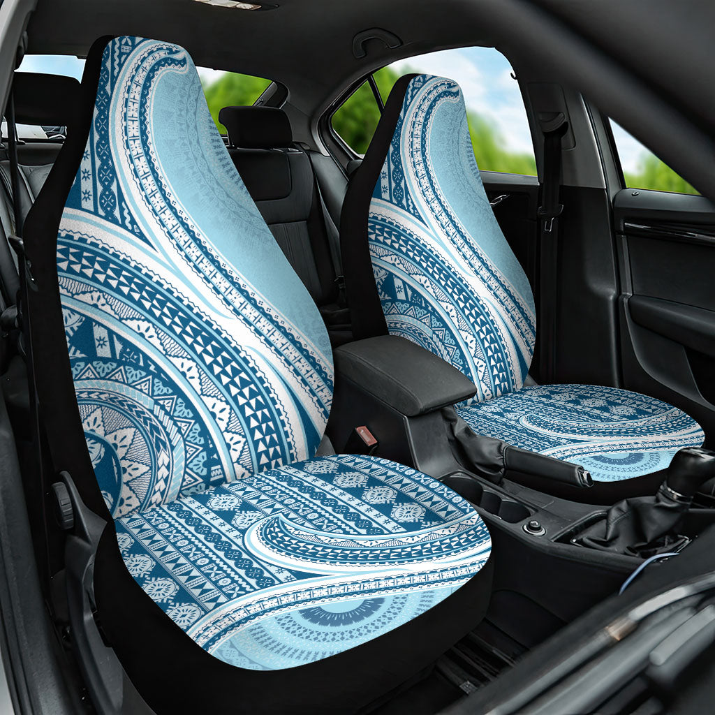 Bula Fiji Vintage Tapa Car Seat Cover Kaivity Masi Wave Motifs - Turquoise