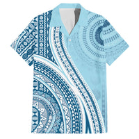 Bula Fiji Vintage Tapa Family Matching Summer Maxi Dress and Hawaiian Shirt Kaivity Masi Wave Motifs - Turquoise
