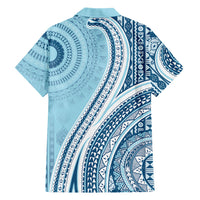 Bula Fiji Vintage Tapa Family Matching Summer Maxi Dress and Hawaiian Shirt Kaivity Masi Wave Motifs - Turquoise