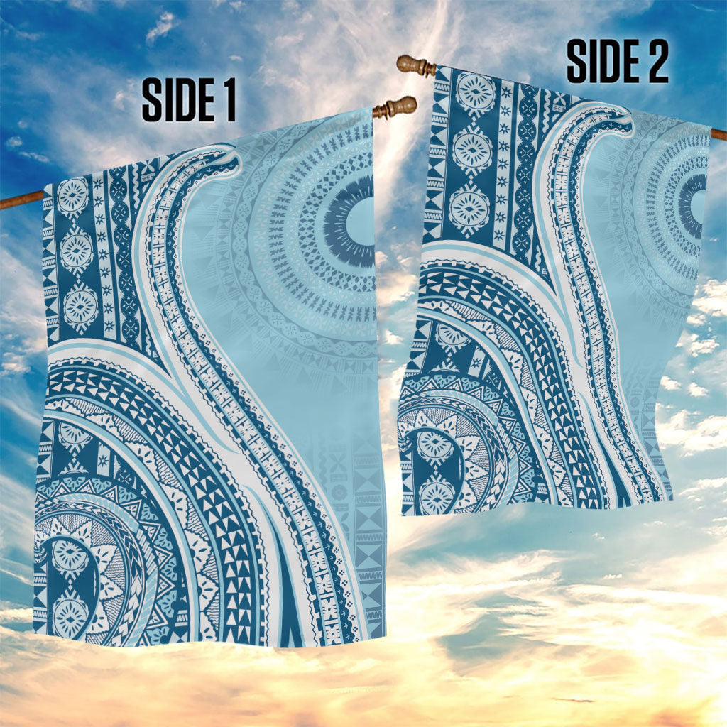 Bula Fiji Vintage Tapa Garden Flag Kaivity Masi Wave Motifs - Turquoise LT7 - Polynesian Pride