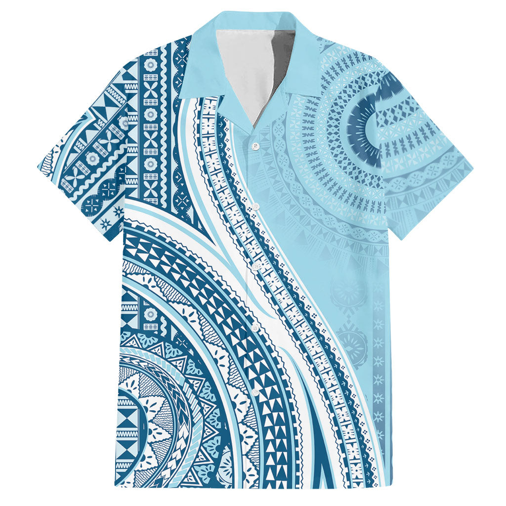 Bula Fiji Vintage Tapa Hawaiian Shirt Kaivity Masi Wave Motifs - Turquoise LT7 Turquoise - Polynesian Pride