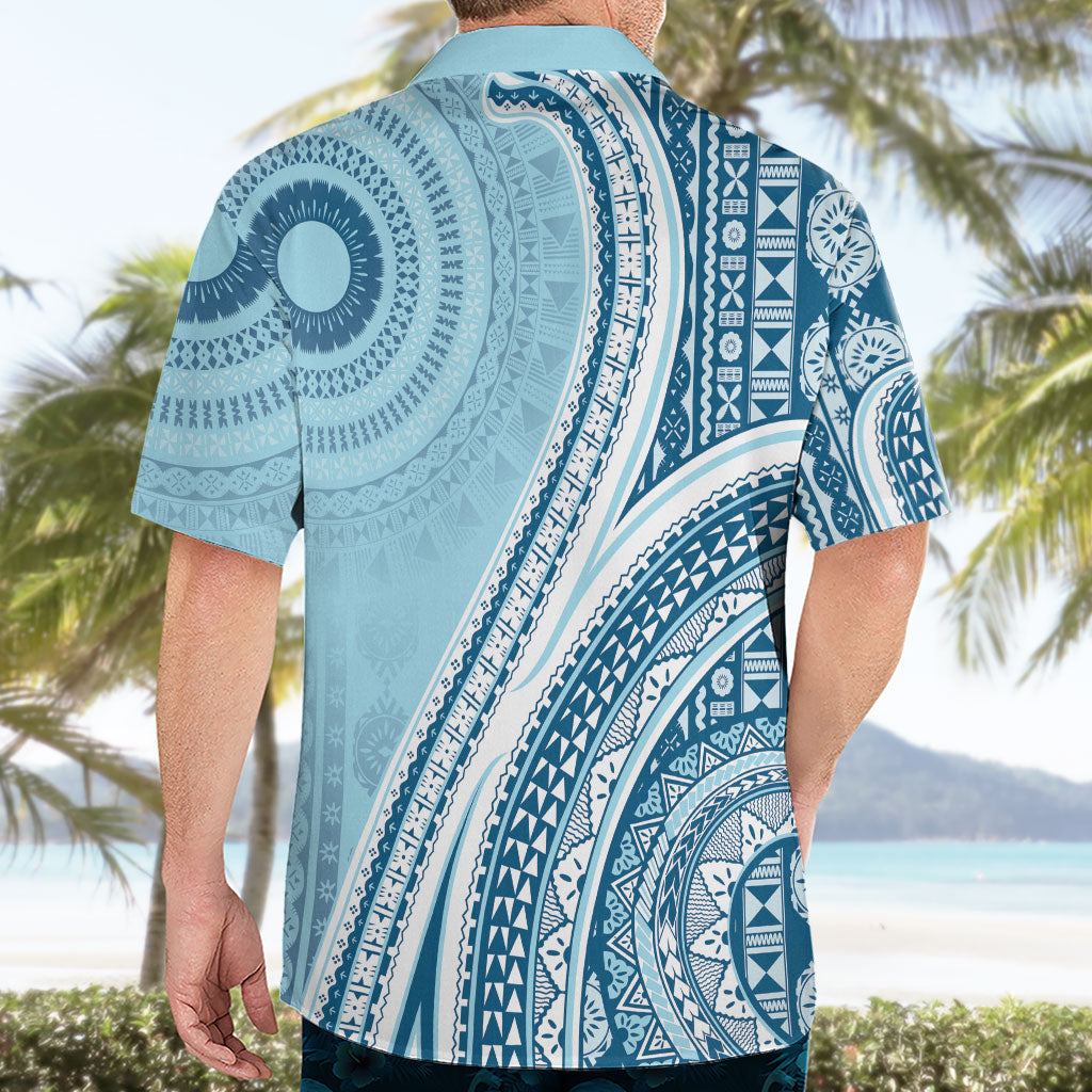 Bula Fiji Vintage Tapa Hawaiian Shirt Kaivity Masi Wave Motifs - Turquoise LT7 - Polynesian Pride