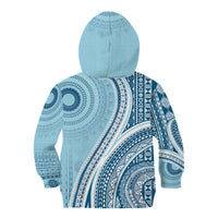 Bula Fiji Vintage Tapa Kid Hoodie Kaivity Masi Wave Motifs - Turquoise LT7 - Polynesian Pride