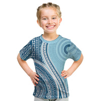 Bula Fiji Vintage Tapa Kid T Shirt Kaivity Masi Wave Motifs - Turquoise LT7 Turquoise - Polynesian Pride