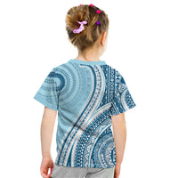 Bula Fiji Vintage Tapa Kid T Shirt Kaivity Masi Wave Motifs - Turquoise LT7 - Polynesian Pride