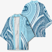 Bula Fiji Vintage Tapa Kimono Kaivity Masi Wave Motifs - Turquoise LT7 - Polynesian Pride
