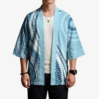 Bula Fiji Vintage Tapa Kimono Kaivity Masi Wave Motifs - Turquoise LT7 - Polynesian Pride