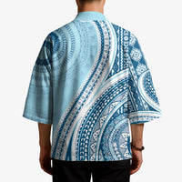 Bula Fiji Vintage Tapa Kimono Kaivity Masi Wave Motifs - Turquoise LT7 - Polynesian Pride