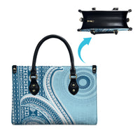 Bula Fiji Vintage Tapa Leather Bag Kaivity Masi Wave Motifs - Turquoise LT7 - Polynesian Pride