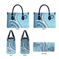Bula Fiji Vintage Tapa Leather Bag Kaivity Masi Wave Motifs - Turquoise LT7 - Polynesian Pride