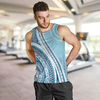 Bula Fiji Vintage Tapa Men Tank Top Kaivity Masi Wave Motifs - Turquoise LT7 Turquoise - Polynesian Pride