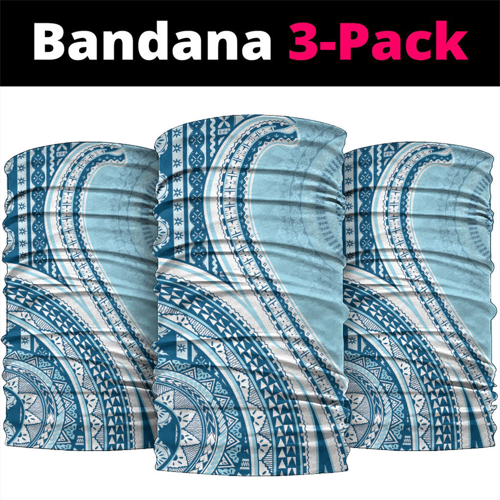 Bula Fiji Vintage Tapa Neck Gaiter Kaivity Masi Wave Motifs - Turquoise LT7 package One Size: 25*50cm Turquoise - Polynesian Pride