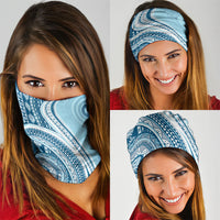 Bula Fiji Vintage Tapa Neck Gaiter Kaivity Masi Wave Motifs - Turquoise LT7 - Polynesian Pride
