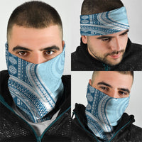 Bula Fiji Vintage Tapa Neck Gaiter Kaivity Masi Wave Motifs - Turquoise LT7 - Polynesian Pride