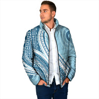 Bula Fiji Vintage Tapa Padded Jacket Kaivity Masi Wave Motifs - Turquoise LT7 - Polynesian Pride