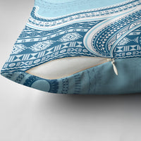 Bula Fiji Vintage Tapa Pillow Cover Kaivity Masi Wave Motifs - Turquoise LT7 - Polynesian Pride
