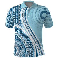 Bula Fiji Vintage Tapa Polo Shirt Kaivity Masi Wave Motifs - Turquoise LT7 Turquoise - Polynesian Pride