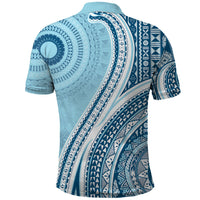 Bula Fiji Vintage Tapa Polo Shirt Kaivity Masi Wave Motifs - Turquoise LT7 - Polynesian Pride