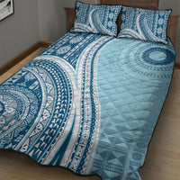 Bula Fiji Vintage Tapa Quilt Bed Set Kaivity Masi Wave Motifs - Turquoise LT7 - Polynesian Pride
