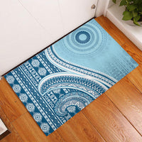 Bula Fiji Vintage Tapa Rubber Doormat Kaivity Masi Wave Motifs - Turquoise LT7 - Polynesian Pride