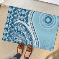 Bula Fiji Vintage Tapa Rubber Doormat Kaivity Masi Wave Motifs - Turquoise LT7 - Polynesian Pride