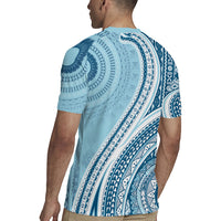 Bula Fiji Vintage Tapa Rugby Jersey Kaivity Masi Wave Motifs - Turquoise LT7 - Polynesian Pride