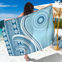 Bula Fiji Vintage Tapa Sarong Kaivity Masi Wave Motifs - Turquoise