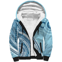 Bula Fiji Vintage Tapa Sherpa Hoodie Kaivity Masi Wave Motifs - Turquoise